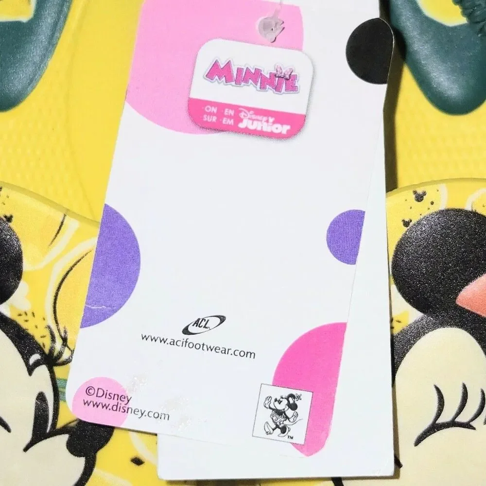 DISNEY MINNIE MOUSE Slippers Toddler Girls Kids Slide Sandals XL 11/12 NEW NWT